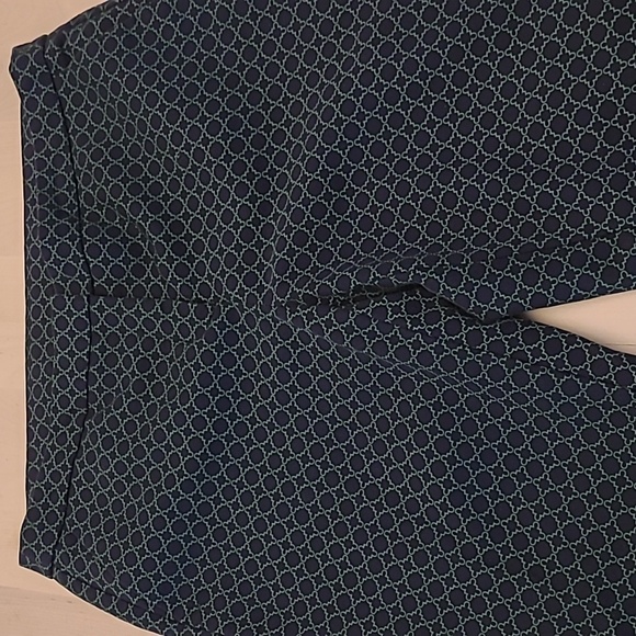 NWOT KENAR Stretch Blue and Green Patterned Trousers with Pockets - Picture 3 of 13